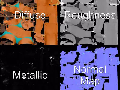 Teal Bikini Girl model pack Low-poly 3D model