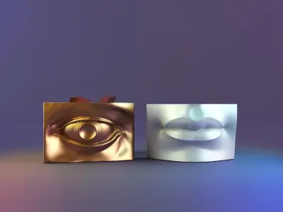 david lip and eye pencil case 3D print model