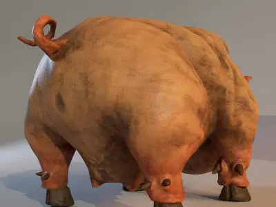 Scary Pig Low-poly 3D model