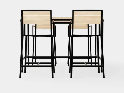 Lugo Teak Cafe Set Low-poly 3D model