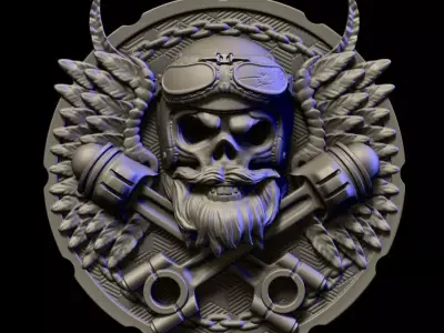 Biker skull vol3 wall home decor 3D print model