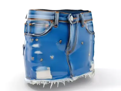 Denim Skirt with Frayed Hem and Studs Model Pack Low-poly 3D model