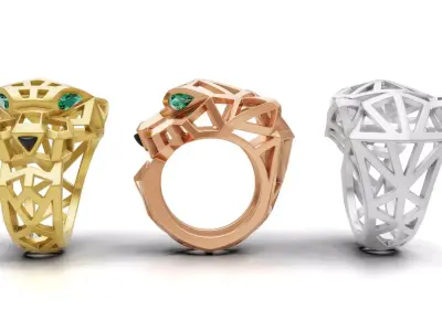 Panther Ring Structured 3D print model