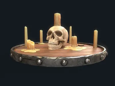 Medieval Candles Skull Low-poly 3D model