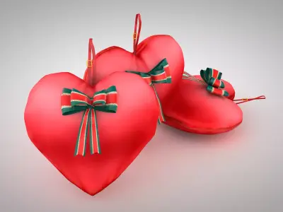 Pillow - Heart Red Seda 3D Model 3D model