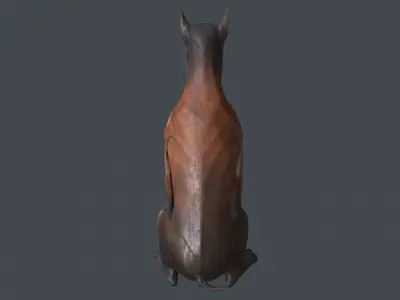 Dobermann Dog Wooden Statue Low-poly 3D model