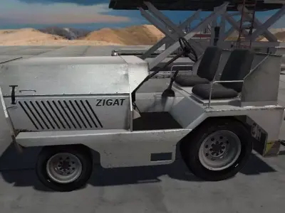 Airport Baggage Tractor and Cart Low-poly 3D model