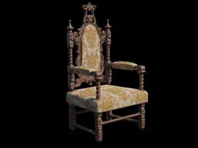 Renaissance Style HighBacked Chair 2 model Low-poly 3D model