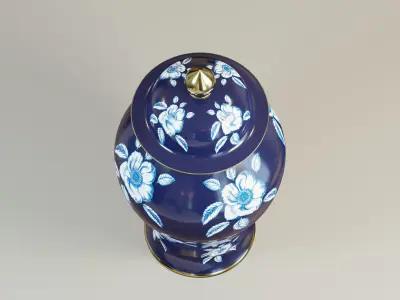  Floral ginger jar Low-poly 3D model