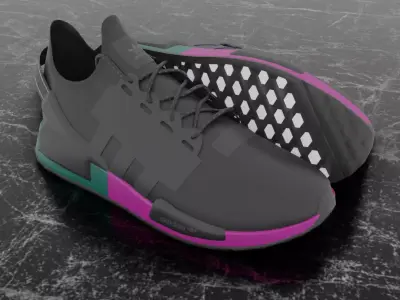 ADIDAS 3D SHOES - PINK - GREEN Low-poly 3D model