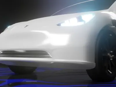 Tesla model Y front of 3D model