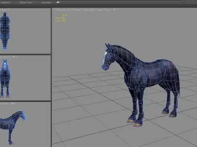 A black horse Low-poly 3D model
