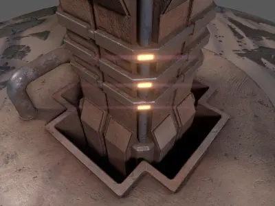 Rusty Sci-Fi Post-Apocalypse Pump Low-poly 3D model