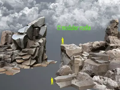 desert rocks  Low-poly 3D model