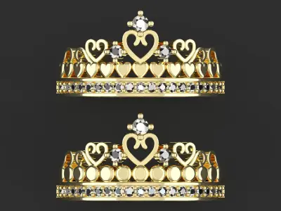 Royal Crown Heart Ring 3D print model