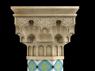 Muqarnas Column Head  Moroccan moorish Arabic Style 3D model
