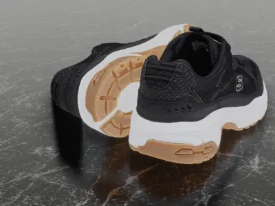 SKECHERS 3D SHOES - BLACK - WHITE - BROWN Low-poly 3D model