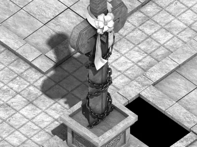 Game City Center - Sword - Stone Carving 03 3D model