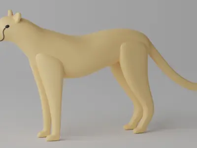 Cartoon Cheetah Black Panther Snow Leopard 1 3D model