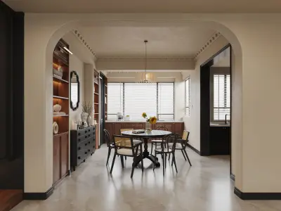 luxury living room dining room interior scenes 09 3D model