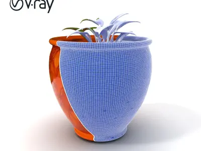 Ornamental Plant Pot with Leaf Design Model Pack Low-poly 3D model