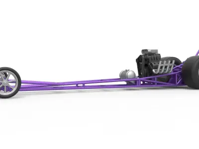Front engine dragster with V8 Scale 1 to 25 3D print model