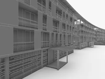 Hotel Resort Building Low-poly 3D model