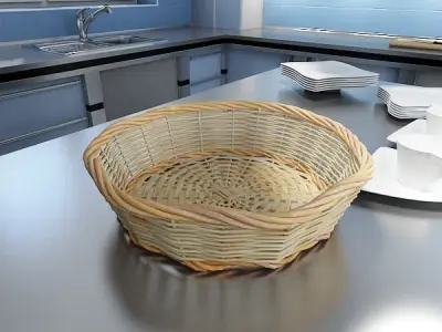 Wicker Fruit or Bread Basket 3D model