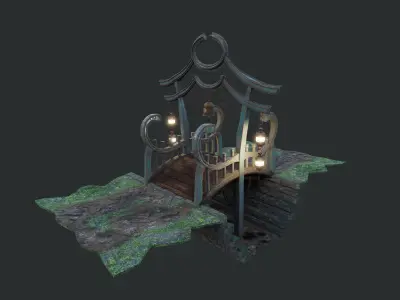 China Old wooden Bridge 3D model