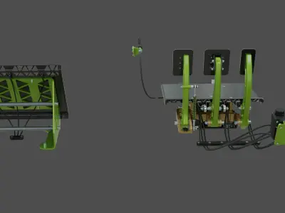 Highpoly Adjustable pedals and co-driver footrest for rally car 3D model