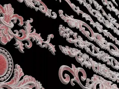 Collection of classical ornaments Low-poly 3D model