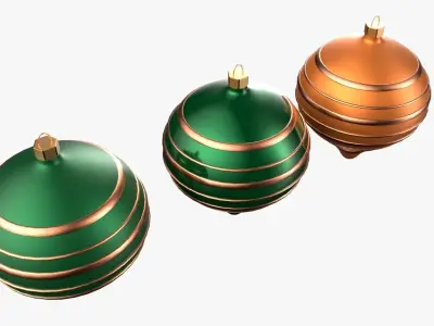 Christmas Tree Ornament Set9 - Green Orange 3D model