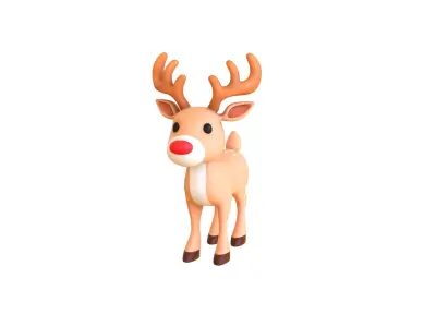 Cartoon Reindeer 5 Cute Low-poly 3D model