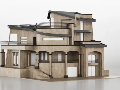 Three Story House Low-poly 3D model