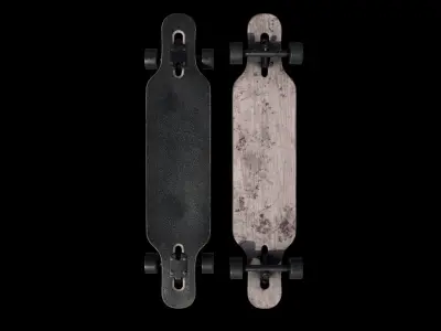 Used Long Board Low-poly 3D model