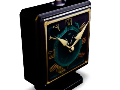 Luxury Square Clock with Green Details Low-poly 3D model