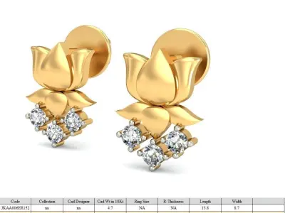 Solitaire Women Flower Drop Earring 3D print model
