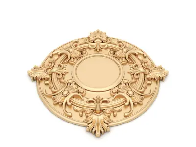 Rosette 1 gold ornate medallion 3D model