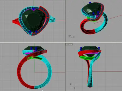 Luxury heart engagement ring AN020 3D print model
