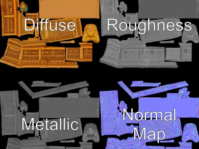 Ancient Egyptian Sarcophagus Model Pack for HighDetail Scenes Low-poly 3D model