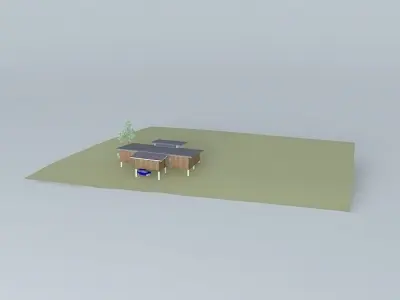 Individual wood frame house Free 3D model