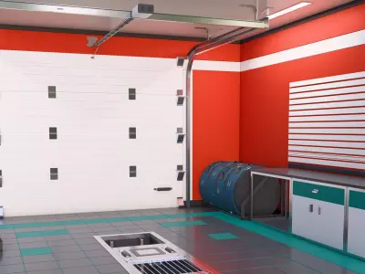 Auto Service Garage Interior M1 3D model
