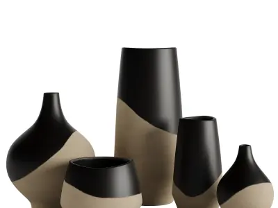 Hand painted ceramic vase collection 3D Model Pack