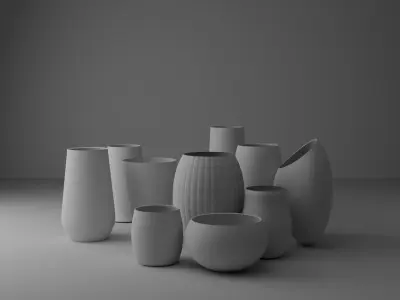 Set of 10 vases 3D model