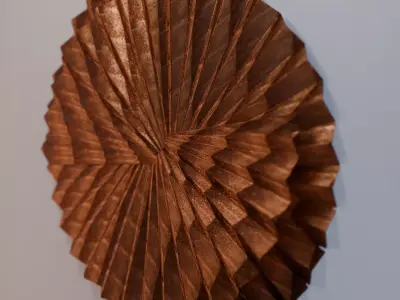 Folded Metal Wall Sculpture Abstract Luxury 3D Wall Art Copper Low-poly 3D model