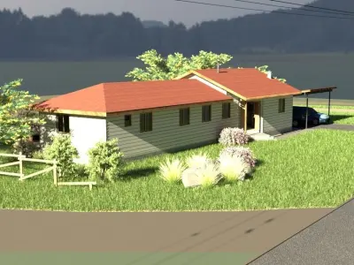 Real scale 3D 2B house 1 floor  3D model