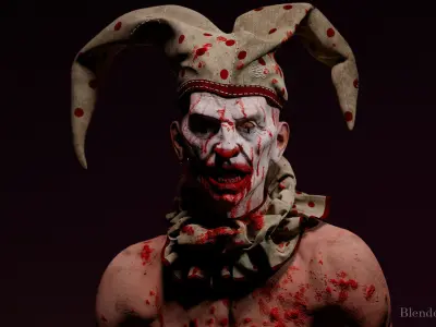 Scary Clown for horror games Low-poly 3D model