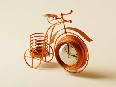 Vintage Metal Bicycle Bike Clock Home Decoration 3D Model Low-poly 3D model