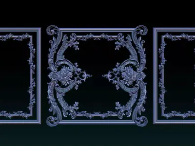 Ornamental Relief CNC Model for Wooden Doors and Wall Panels 2A 3D print model