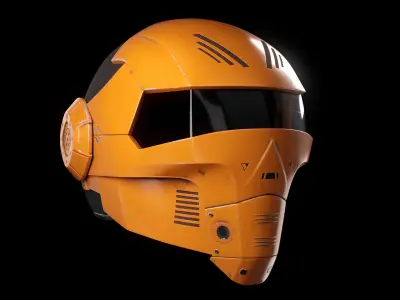 Helmet Scifi Low Poly PBR Low-poly 3D model